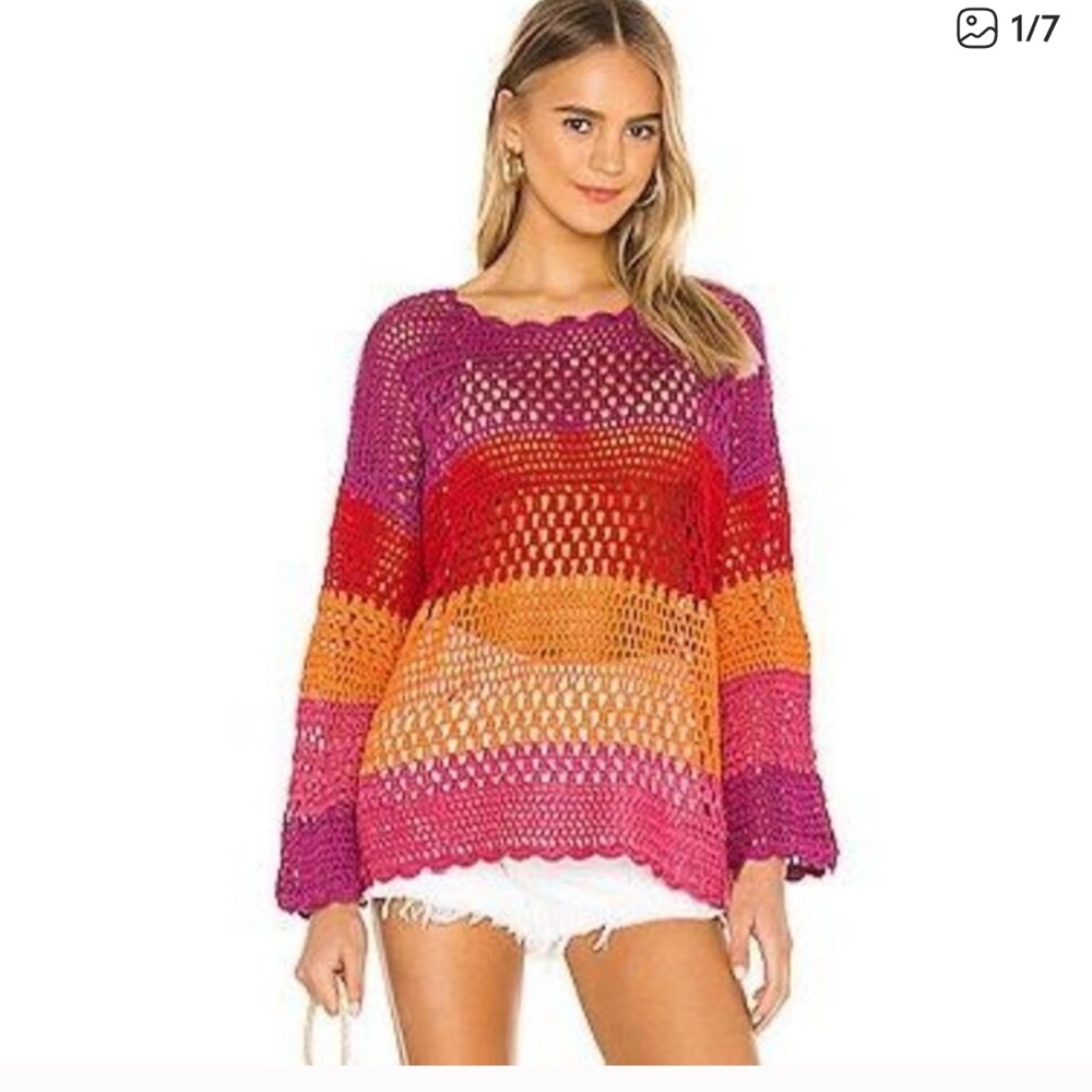 Show me your mu stripe Crochet Sweater small